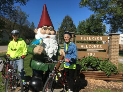 Peterson Gnome Statue with Bicyclists